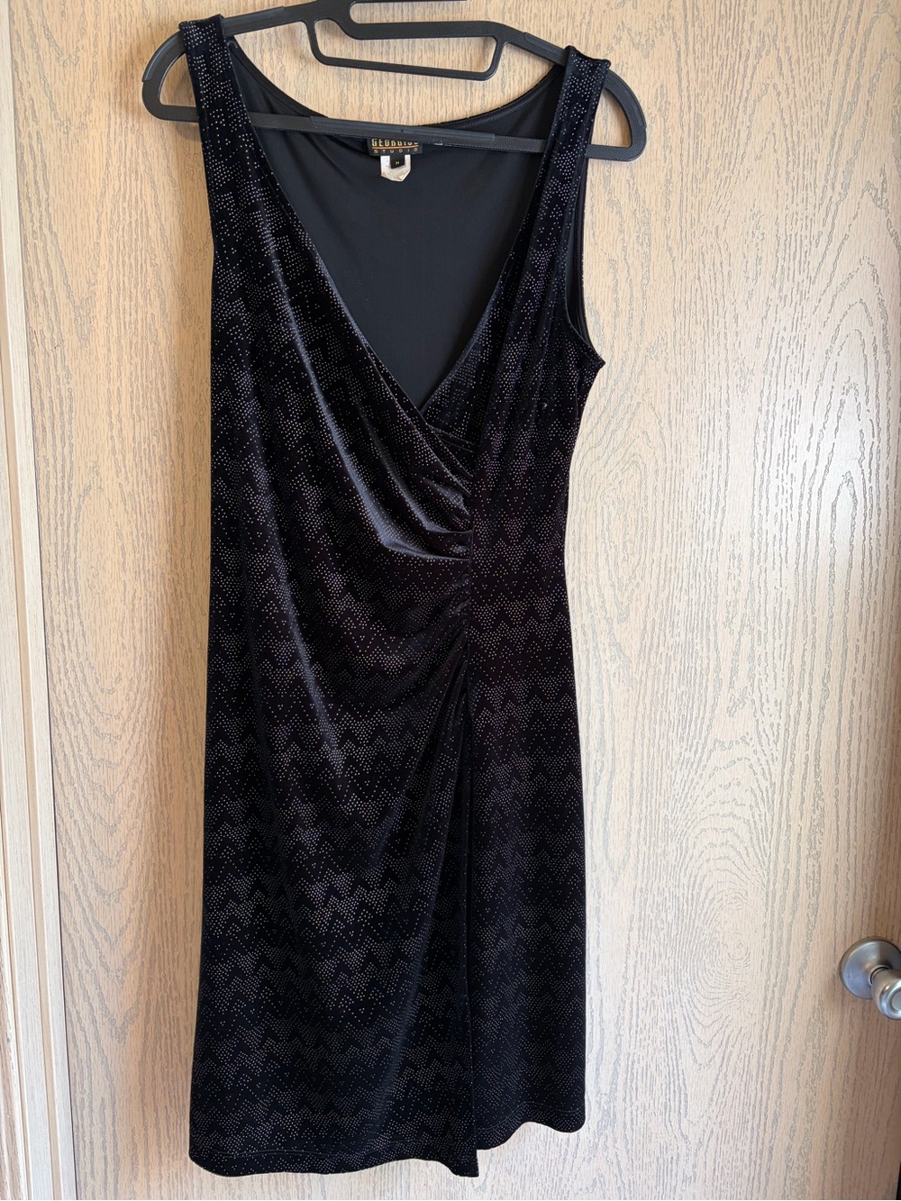 Sleeveless Black Velvet Wrap Midi Dress by Le Suit